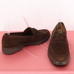 Brown Suede Penny Loafers Womens Chunky Lug Sole Academia Preppy Y2K Euro Size 7